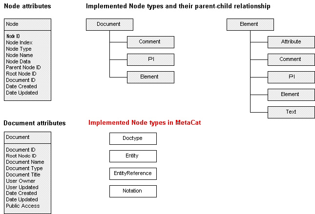 Entity Relationship Diagram of the Metacat DOM